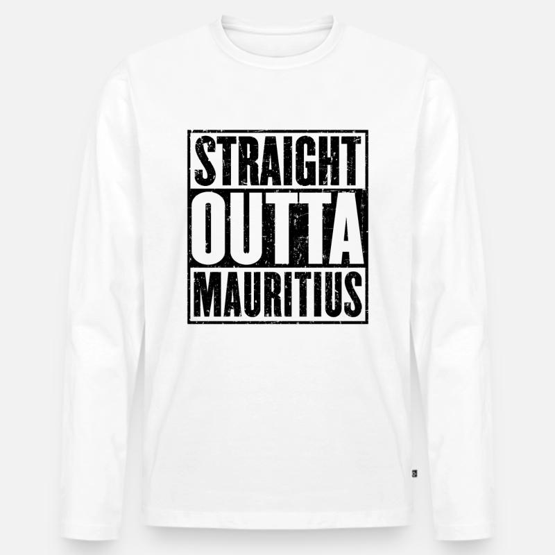 Gerade Outta Mauritius - Männer Premium Bio Langarmshirt - Weiß