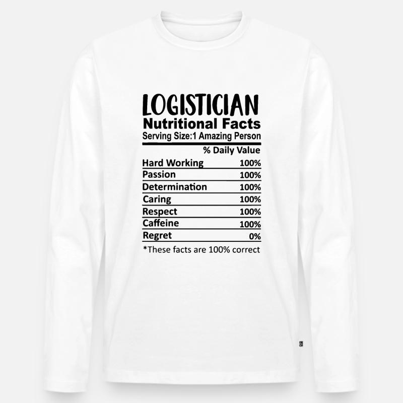Logistiker Nährwertangaben lustig - Männer Premium Bio Langarmshirt - Weiß