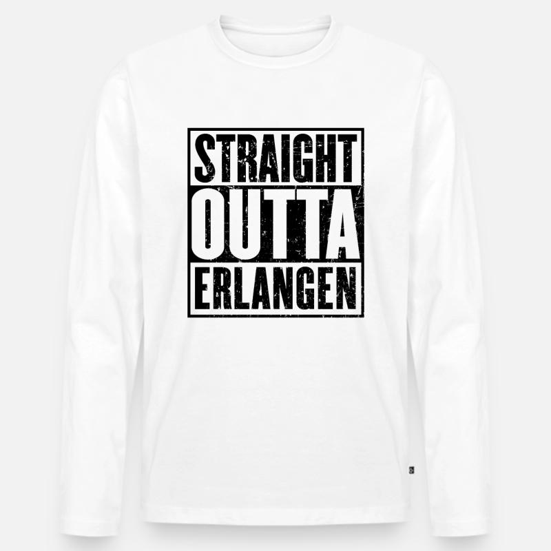 Gerade Outta Erlangen - Männer Premium Bio Langarmshirt - Weiß