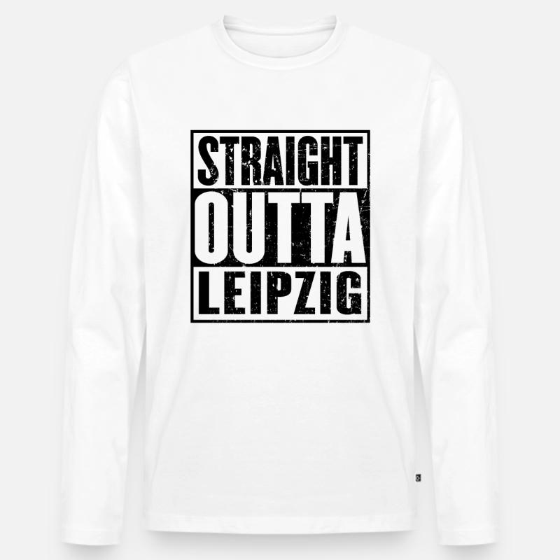 Straight Outta Leipzig - Männer Premium Bio Langarmshirt - Weiß
