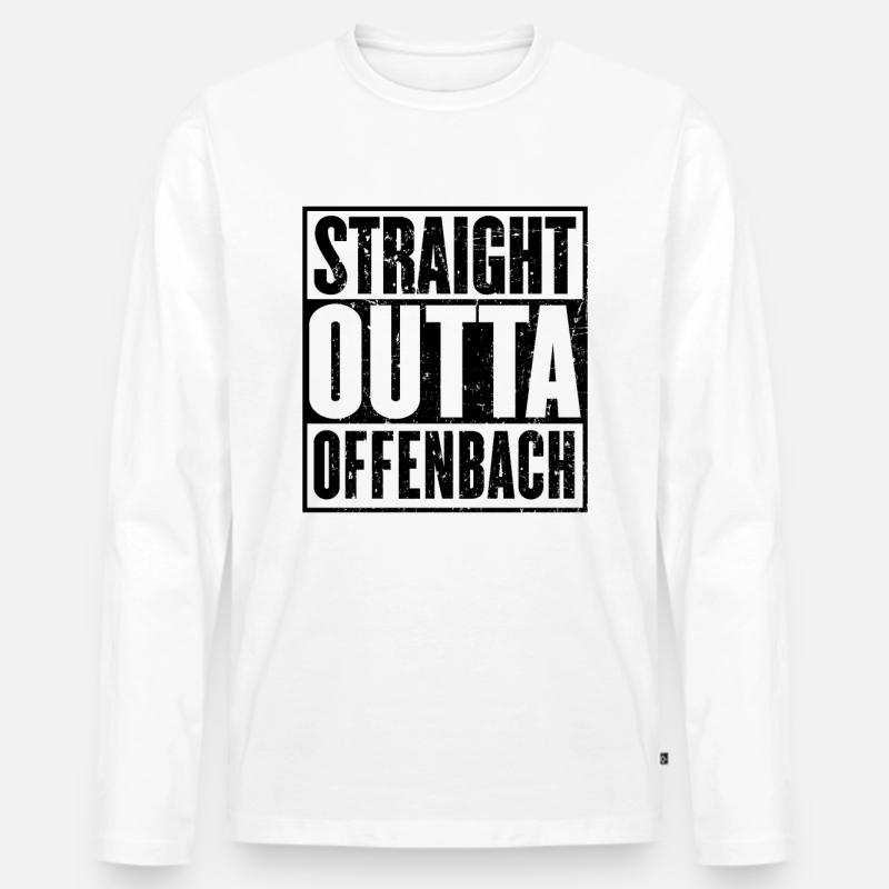 Gerade Outta Offenbach - Männer Premium Bio Langarmshirt - Weiß