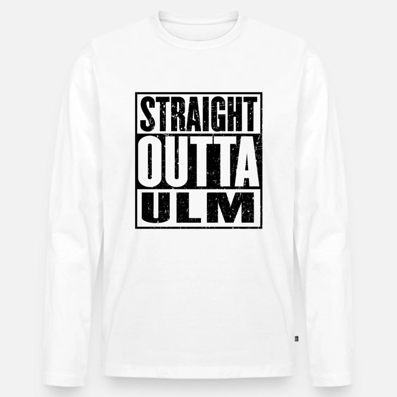 Gerade Outta Ulm - Männer Premium Bio Langarmshirt - Weiß