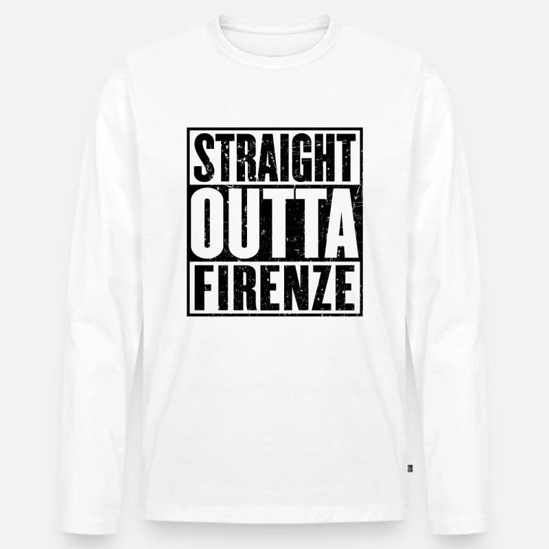 Gerade Outta Firenze - Männer Premium Bio Langarmshirt - Weiß