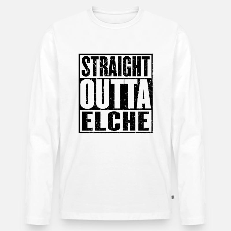 Gerade Outta Elche - Männer Premium Bio Langarmshirt - Weiß