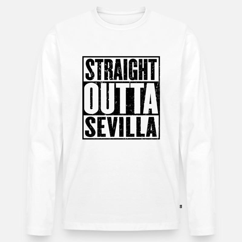 Gerade Outta Sevilla - Männer Premium Bio Langarmshirt - Weiß