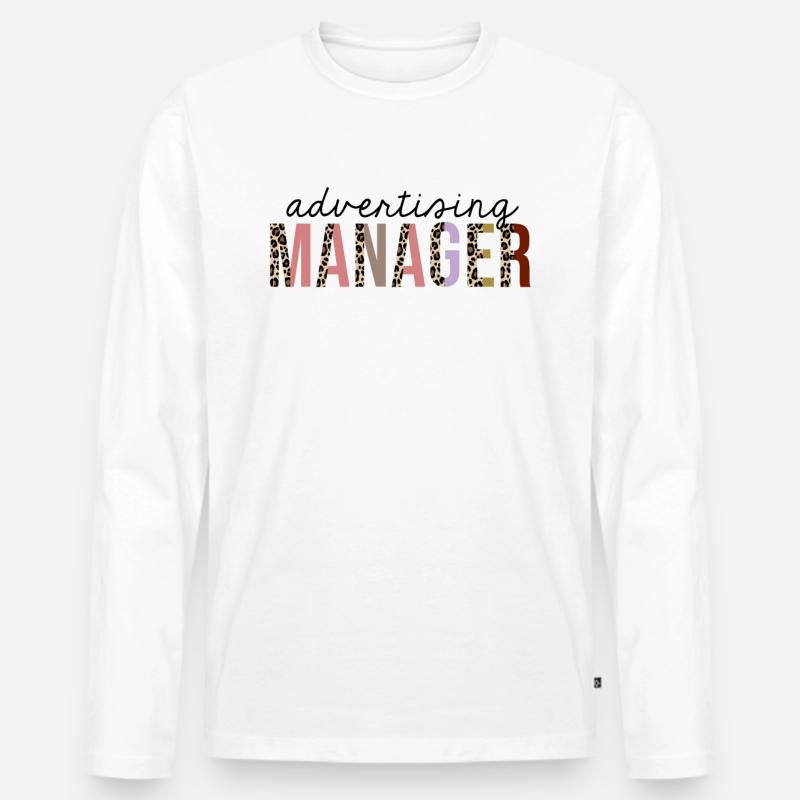 Werbemanager Leopard Print Lustig - Männer Premium Bio Langarmshirt - Weiß
