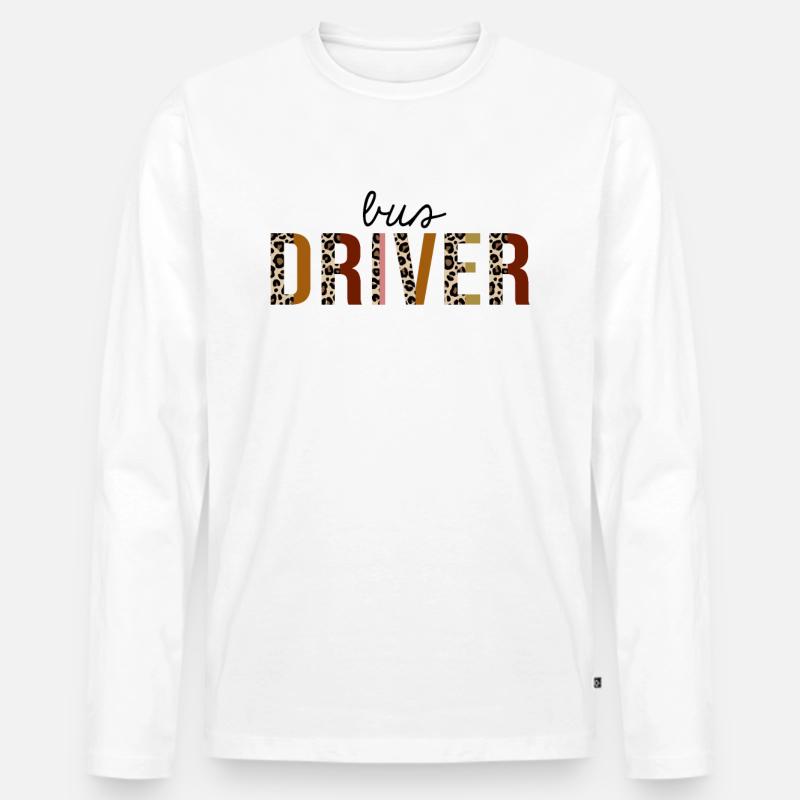 Busfahrer Leopard Print Funny - Männer Premium Bio Langarmshirt - Weiß