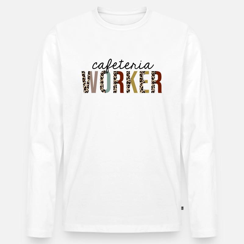Cafeteria-Arbeiter-Leopard-Druck lustig - Männer Premium Bio Langarmshirt - Weiß