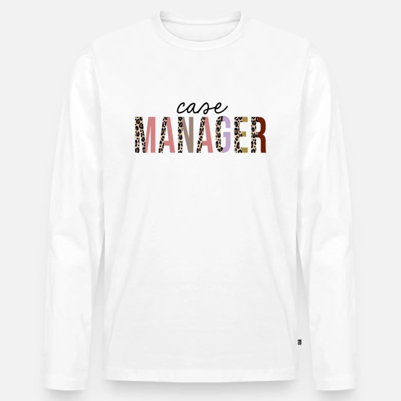 Case Manager Leopard Print Lustig - Männer Premium Bio Langarmshirt - Weiß