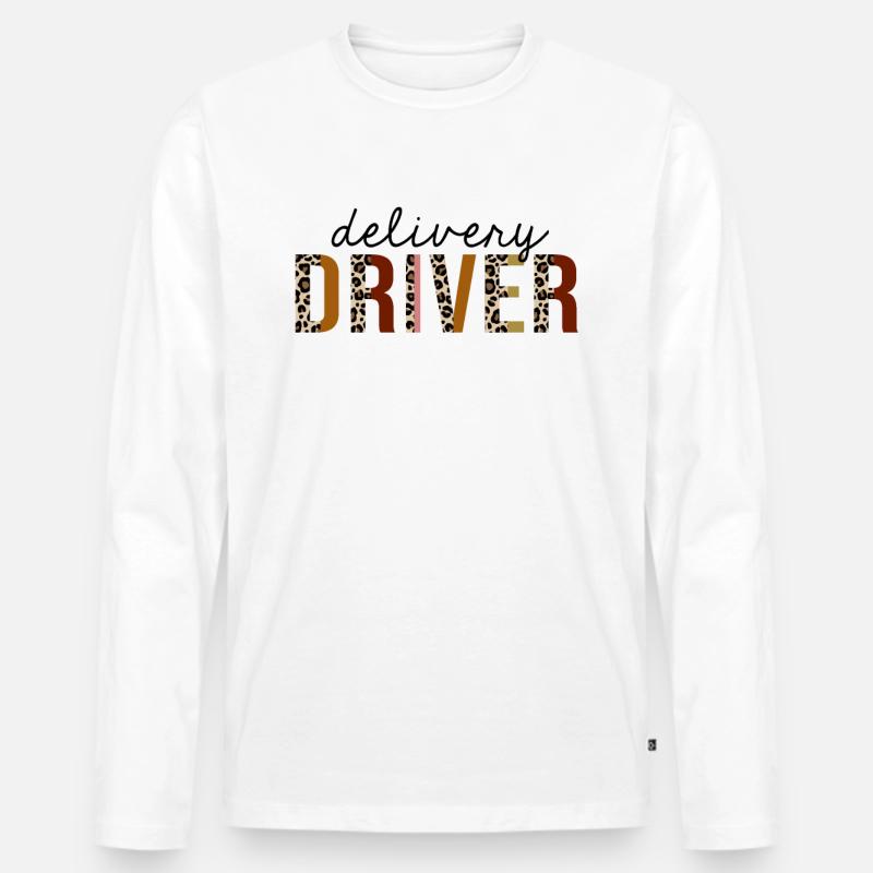 Lieferfahrer Leopard Print Funny - Männer Premium Bio Langarmshirt - Weiß