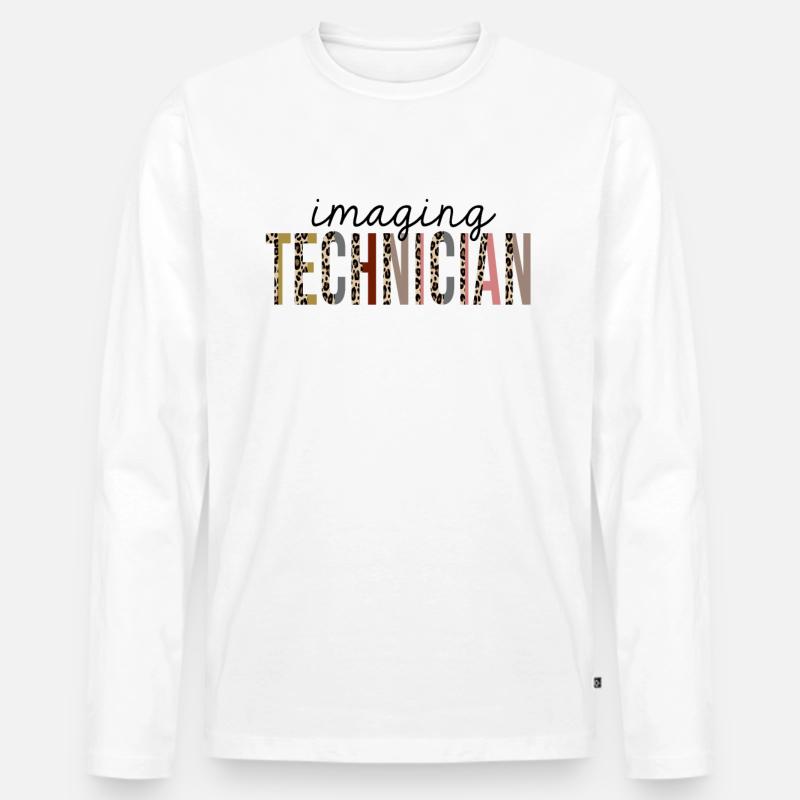 Imaging Techniker Leopard Print Lustig - Männer Premium Bio Langarmshirt - Weiß