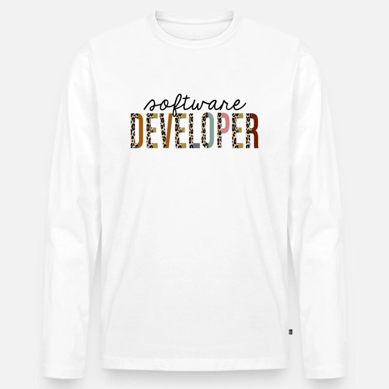 Software Developer Leopard Print Funny - Men's Premium Organic Long Sleeve Shirt - white