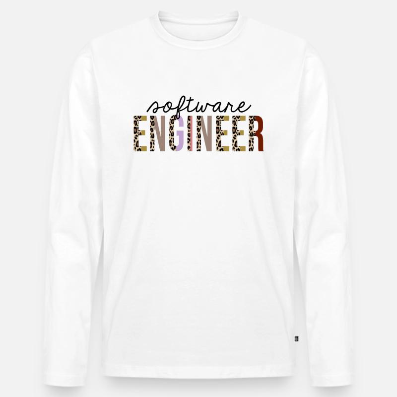 Softwareentwickler Leopard Print Funny - Männer Premium Bio Langarmshirt - Weiß