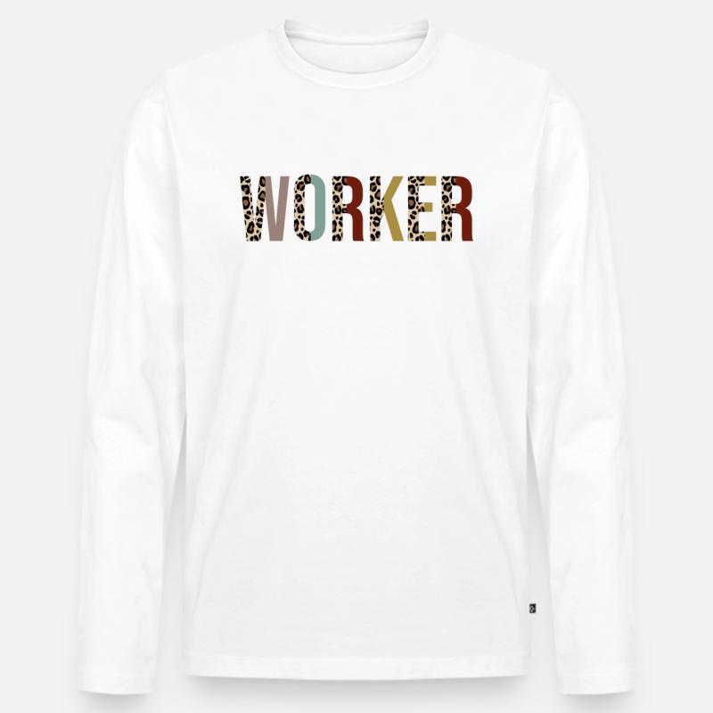 Arbeiter - Männer Premium Bio Langarmshirt - Weiß