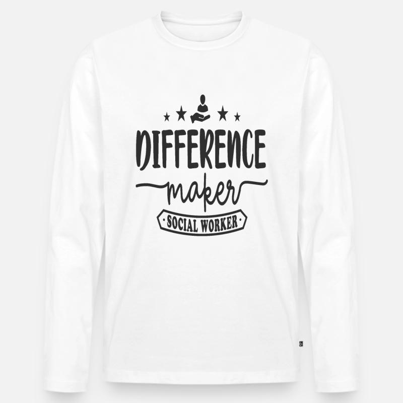 Difference Maker Sozialarbeiter - Männer Premium Bio Langarmshirt - Weiß