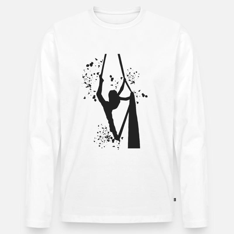 Vertikaltuch Luftakrobatik Aerial Silk - Männer Premium Bio Langarmshirt - Weiß