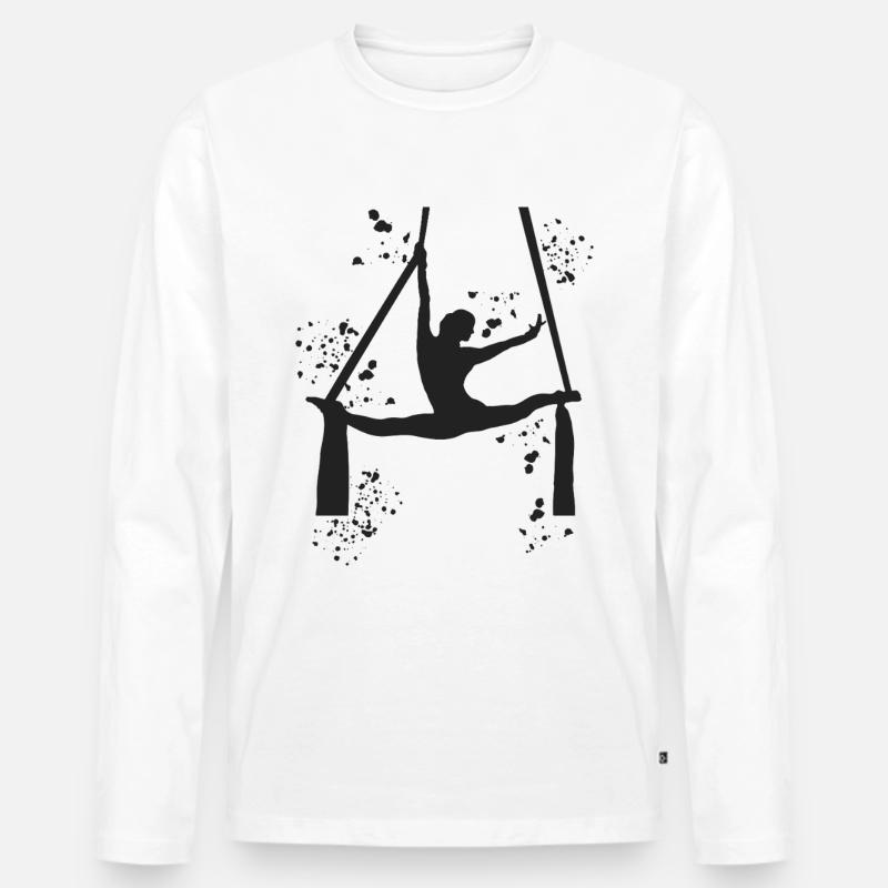 Vertikaltuch Luftakrobatik Aerial Silk - Männer Premium Bio Langarmshirt - Weiß