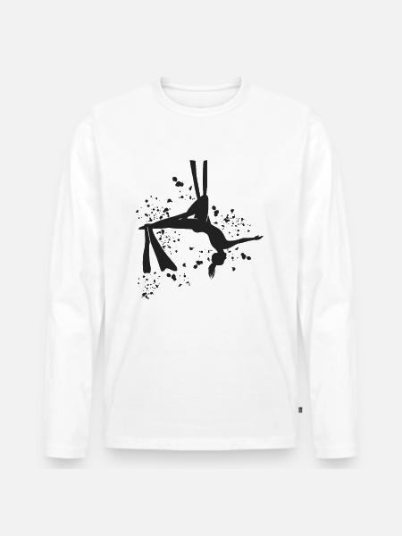 Paño vertical Acrobacias aéreas Seda aérea - Camiseta ecológica prémium de manga larga para hombre - blanco