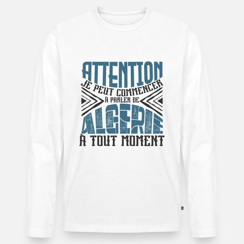 Warnung, Algerien jederzeit. - Männer Premium Bio Langarmshirt - Weiß