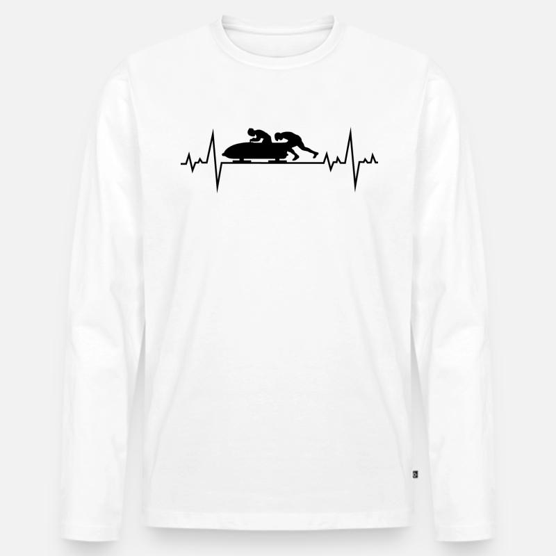 Bobsleigh Bobsled Racing Bobsleighing Heartbeat - T-shirt manches longues Premium bio Homme - blanc
