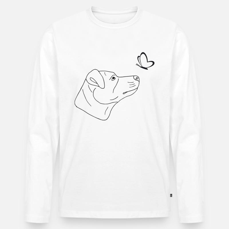 Jack Russell Terrier mit Schmetterling - Männer Premium Bio Langarmshirt - Weiß