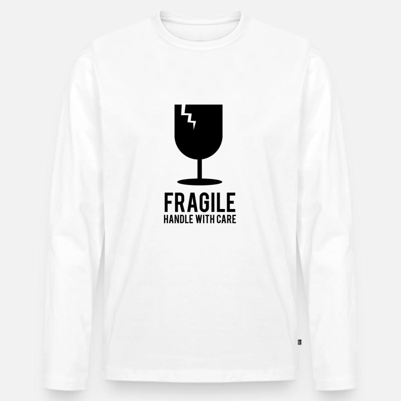Fragile handle with care - Männer Premium Bio Langarmshirt - Weiß