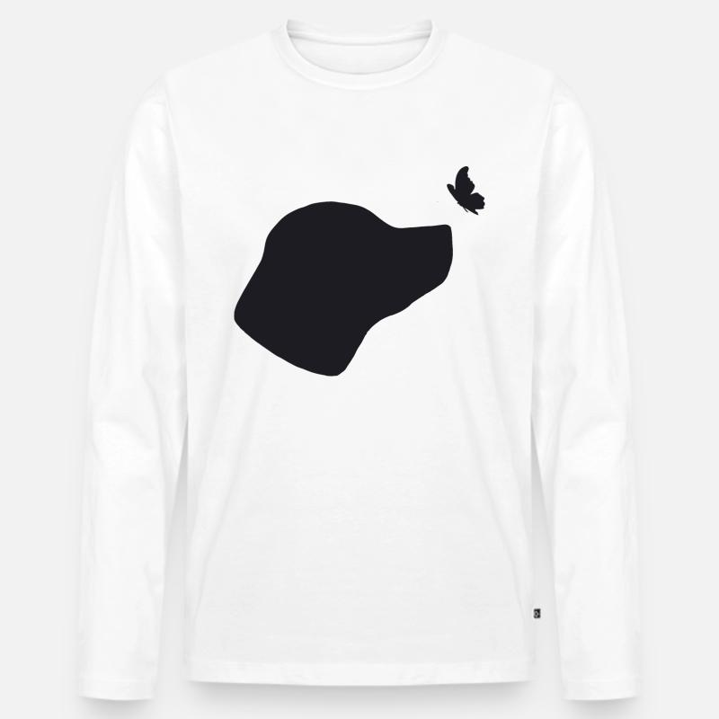 Labrador mit Schmetterling - Männer Premium Bio Langarmshirt - Weiß