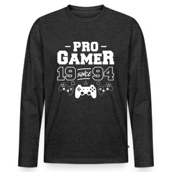Pro Gamer 1994 - Men's Premium Organic Long Sleeve Shirt - heather anthracite - Front - Nico (187cm)
