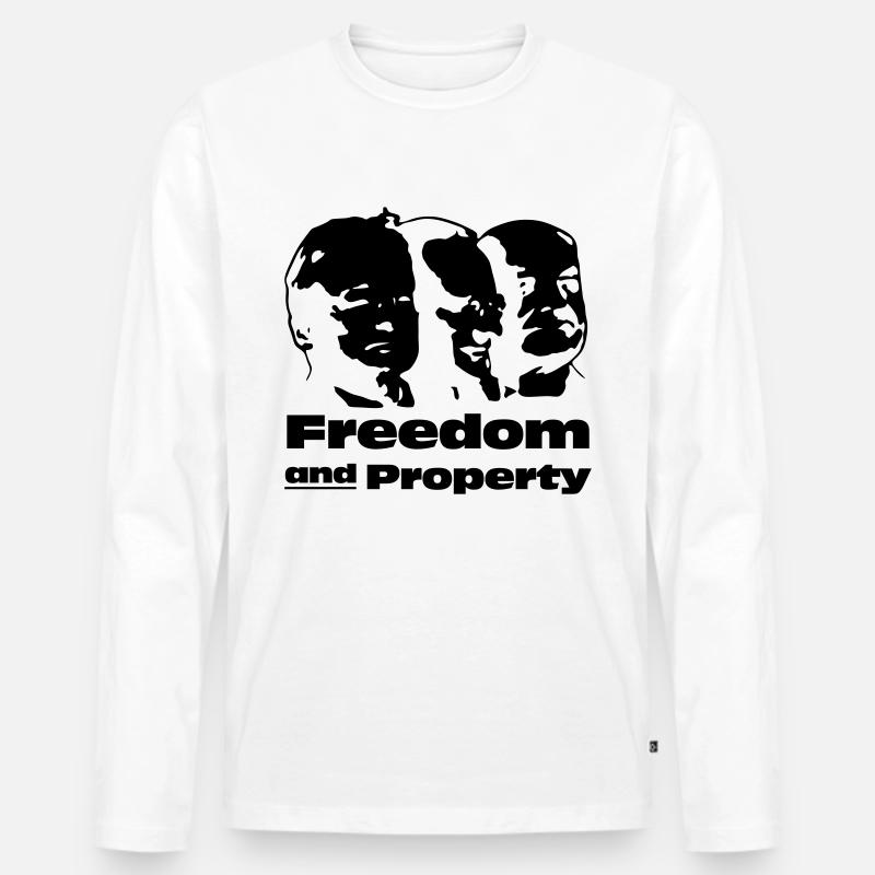 Freedom and Property - Männer Premium Bio Langarmshirt - Weiß