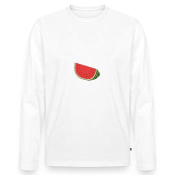 pastèque fruit exotique tropical sympa - T-shirt manches longues Premium bio Homme - blanc - Devant - Nico (187cm)