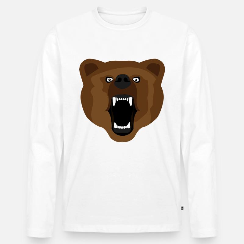 Bär / Bear / Медвед / agressiv - Männer Premium Bio Langarmshirt - Weiß