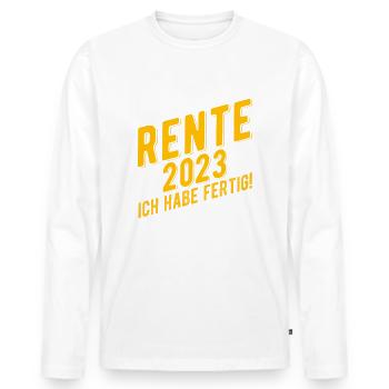 Rente Ruhestand Pension Abschied 2023 Geschenkidee - Männer Premium Bio Langarmshirt - Weiß - Vorne - Nico (187cm)