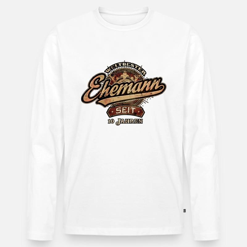 Weltbester Ehemann seit 10 Jahren - Hochzeitstag - Männer Premium Bio Langarmshirt - Weiß
