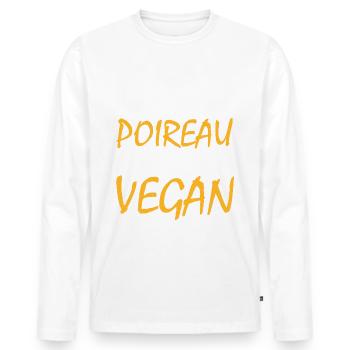 Sauvez un poireau mangez un vegan - Humour Cadeau - T-shirt manches longues Premium bio Homme - blanc - Devant - Nico (187cm)