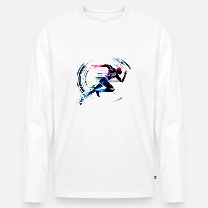 Sprinter Läufer Retro - Männer Premium Bio Langarmshirt - Weiß