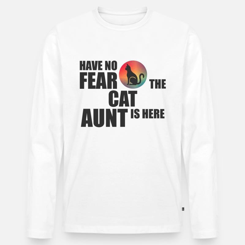 Die Katze Tante - Männer Premium Bio Langarmshirt - Weiß
