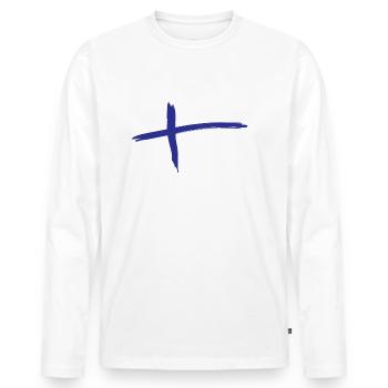 Norwegische Flagge als Pinselstriche - Männer Premium Bio Langarmshirt - Weiß - Vorne - Nico (187cm)