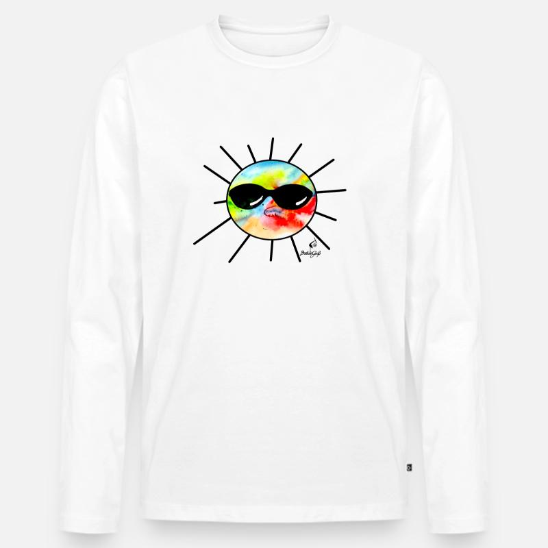 Sonnen-Brille schwarz - Männer Premium Bio Langarmshirt - Weiß