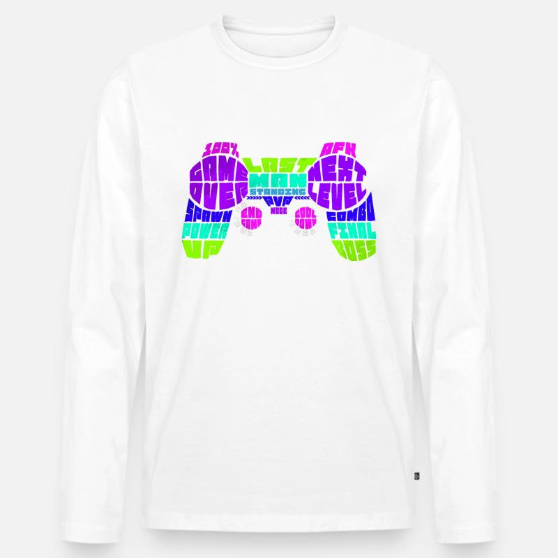 "Gamer Typo Controller" - Männer Premium Bio Langarmshirt - undefined