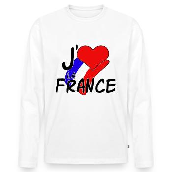 J'aime la France - T-shirt manches longues Premium bio Homme - blanc - Devant - Nico (187cm)