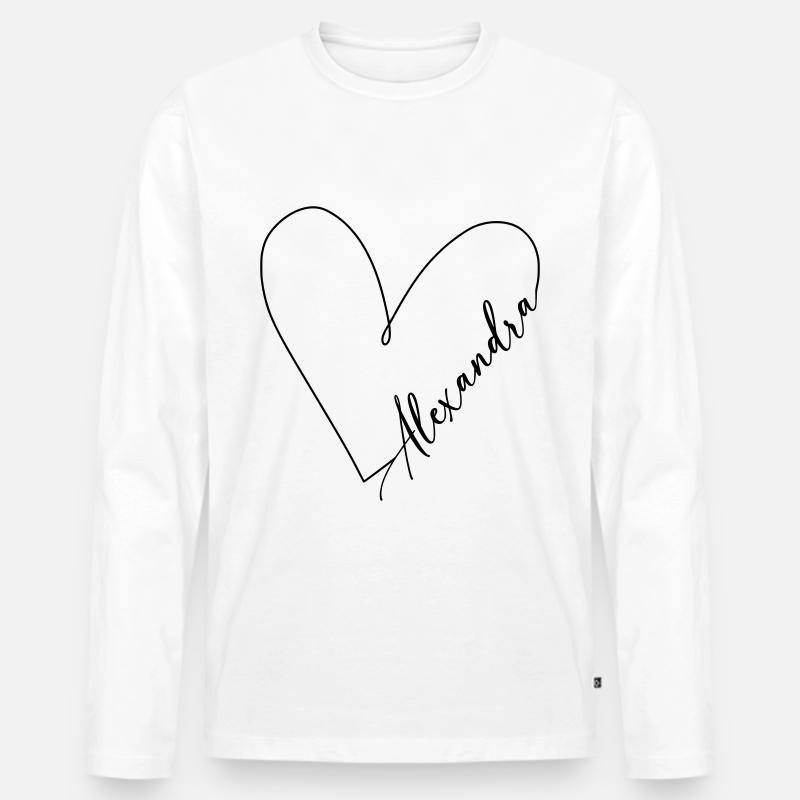 Alexandra Name Herzlinie - Männer Premium Bio Langarmshirt - Weiß