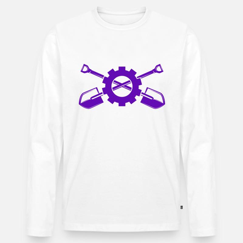 Bagger - Schaufel - Männer Premium Bio Langarmshirt - Weiß