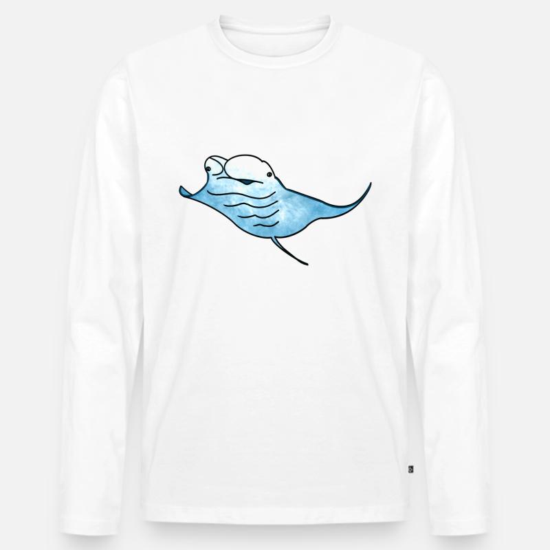 Mantarochen Manta Rochen - Männer Premium Bio Langarmshirt - Weiß
