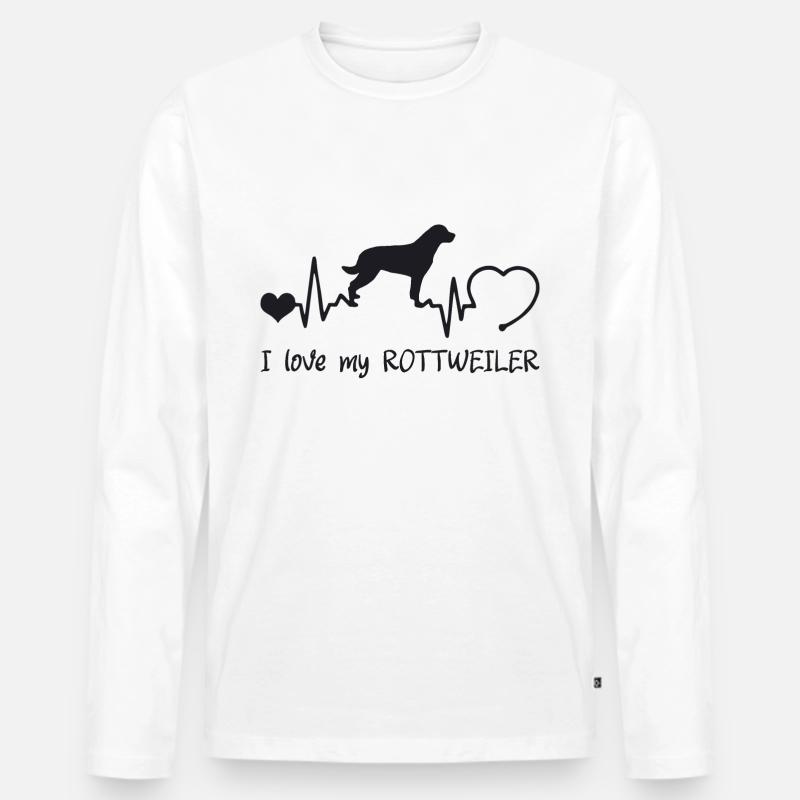 Rottweiler mit Herzschlag - Männer Premium Bio Langarmshirt - Weiß