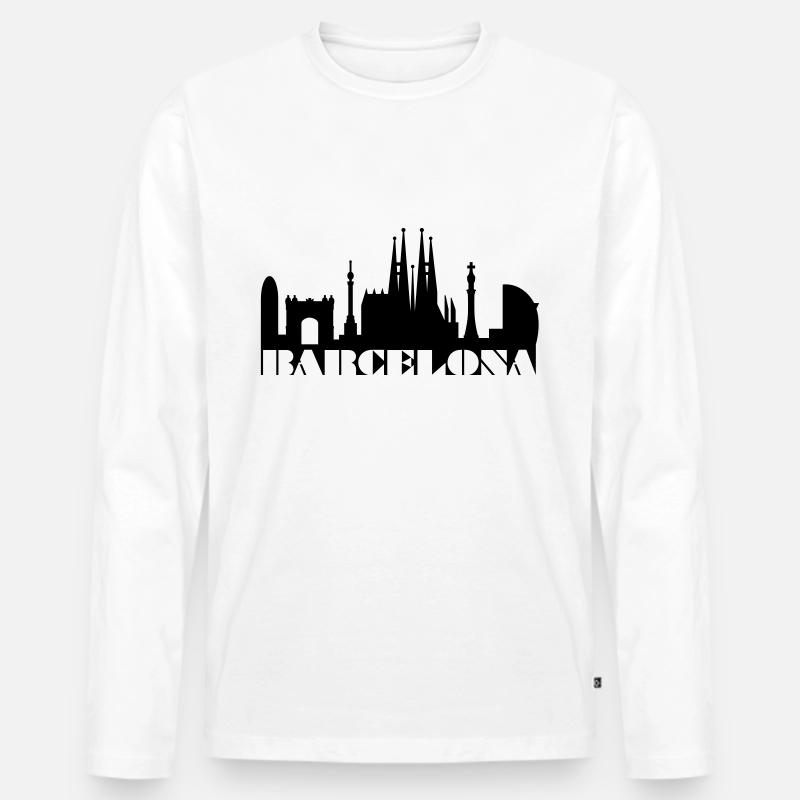 Barcelona Skyline Spanien - Männer Premium Bio Langarmshirt - Weiß