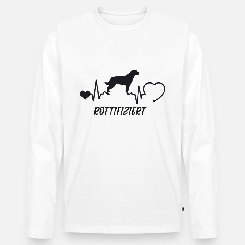 Rottweiler mit Herzschlag - Männer Premium Bio Langarmshirt - Weiß