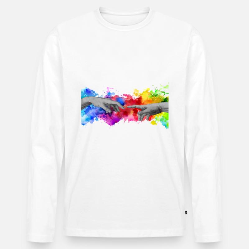 Michi Mode Trend Style Cool - Männer Premium Bio Langarmshirt - Weiß