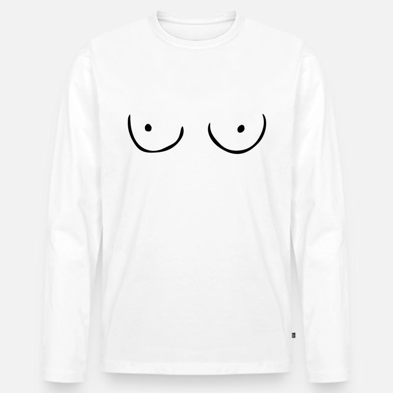 Titten - Männer Premium Bio Langarmshirt - Weiß