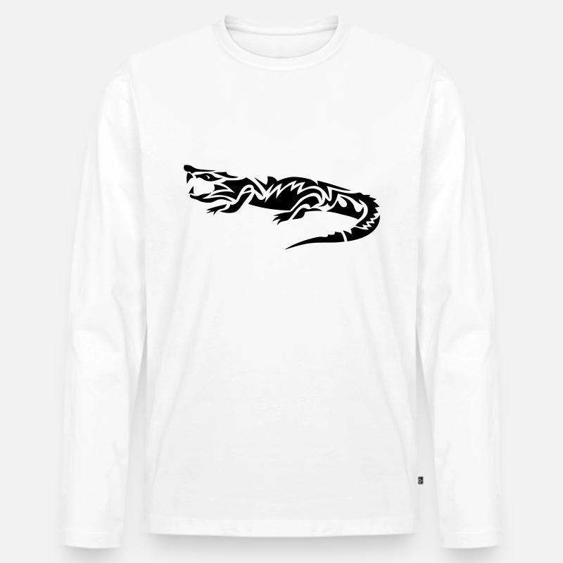Stammeskrokodil 402 - Männer Premium Bio Langarmshirt - Weiß