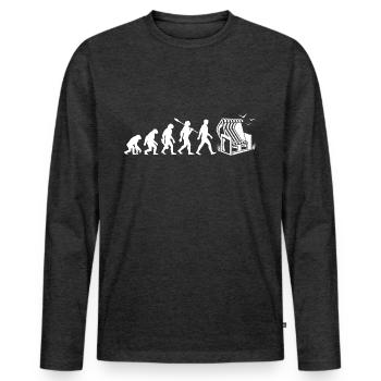 Evolution - Chaise de plage - Vacances - Mer - Mouettes - T-shirt manches longues Premium bio Homme - anthracite chiné - Devant - Nico (187cm)